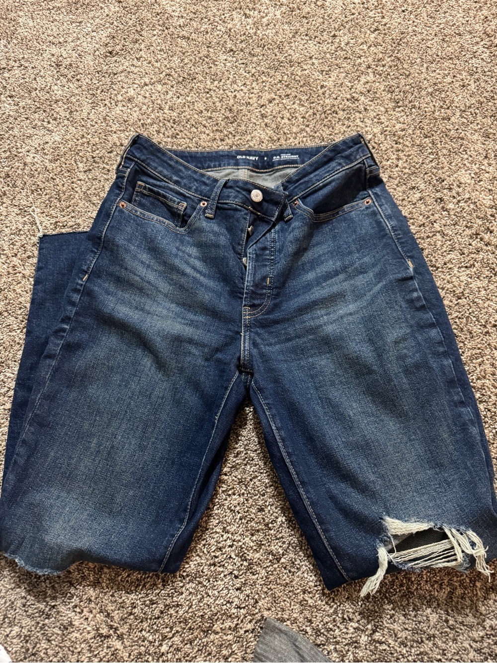 Old Navy Dark Blue Distressed Boyfriend Jeans